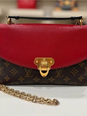 Louis Vuitton Red and Monogram Crossbody with Gold Hardware